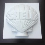 V107 - Half Shell Globe Sign in white
