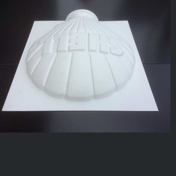 V107 Half Shell Globe Sign in white