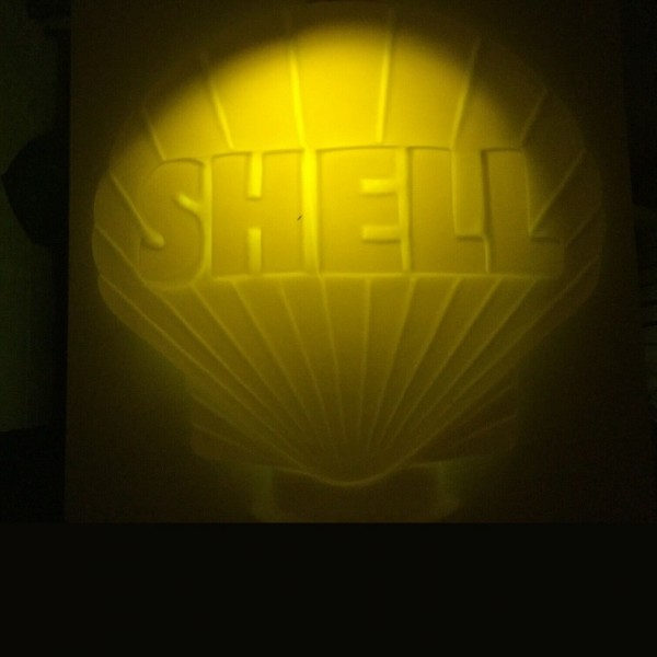 V110 Half Shell Globe Sign in yellow